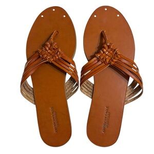 NWOT American Eagle Outfitters thong sandals brown woven flip flops size 7